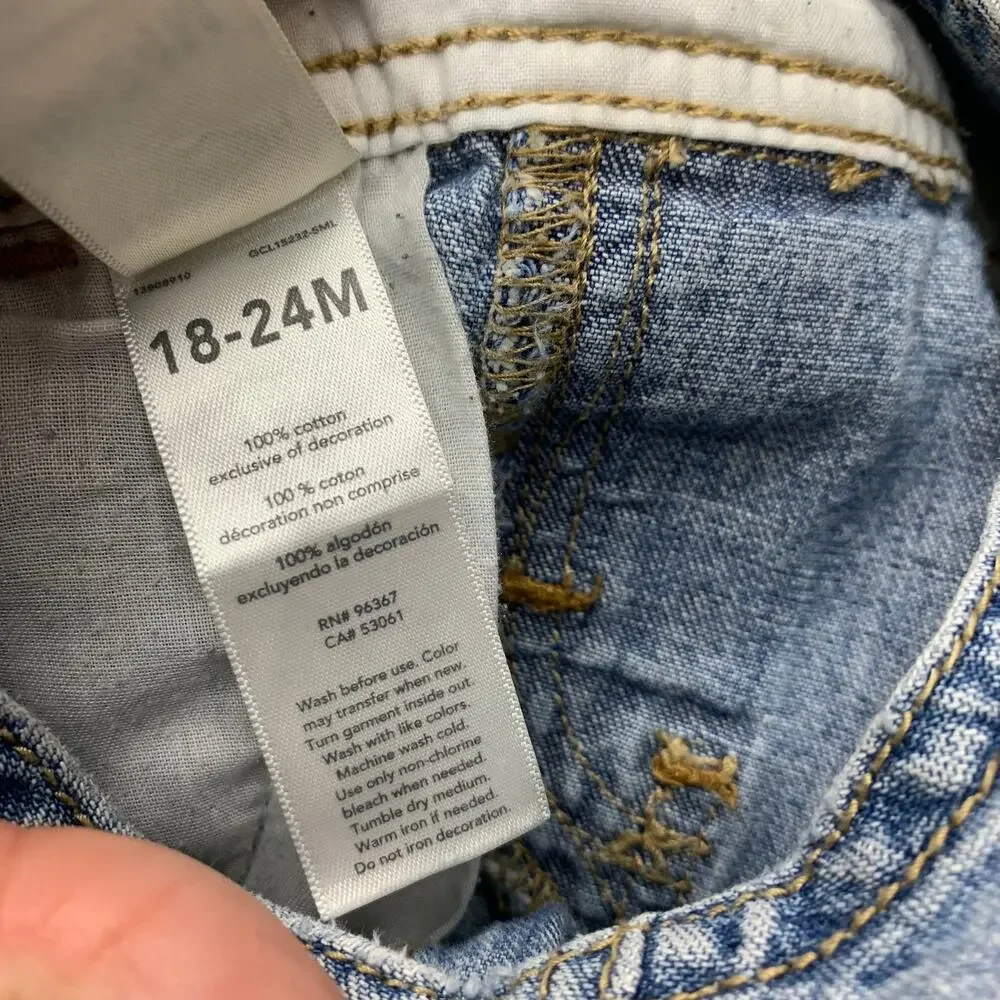 Osh Kosh B'Gosh 18-24M Stonewash Long Pant Denim Jean Overalls Kidcore